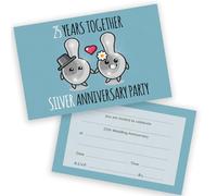 Lot de 20 invitations pour 25e anniversaire de mariage avec enveloppes pliantes Format A6