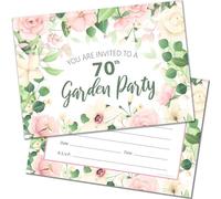 Lot de 20 invitations pour fête de jardin 70 ans - Prêt à écrire avec enveloppes - Idéal pour un anniversaire d'été, un anniversaire de mariage ou toute célébration du 70e anniversaire - Conçu et