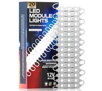 Lot de 20 lampes LED pour intérieur de van 12V, kit d'éclairage de plafond à 60 LED, lampe de dôme étanche pour van, camping-car, remorque, bateau, bus, 20 LED modulaires, blanc brillant, installation