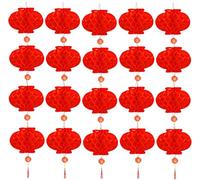 Lot de 20 lanternes chinoises rouges à suspendre - Lanternes en papier rouges - Pliables et étanches - En plastique rouge - Pour le Nouvel An chinois - Fête du printemps - Décoration de fête - 20 x 40