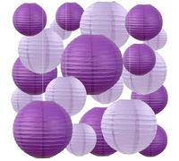 Lot de 20 lanternes en papier violettes décoratives à suspendre pour fête prénuptiale, style bohème, anniversaire, mariage, maison, fête