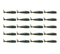 Lot de 20 leurres de pêche souples en PVC avec filetage profond pour bar, truite, brochet, eau douce - Jaune, blanc, rouge, vert - Taille : 4,5 cm - Vert foncé