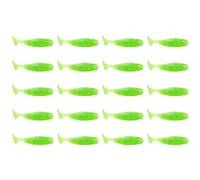 Lot de 20 leurres de pêche souples en PVC avec filetage profond pour bar, truite, brochet, eau douce - Jaune, blanc, rouge, vert - Taille : 4,5 cm - Vert scintillant