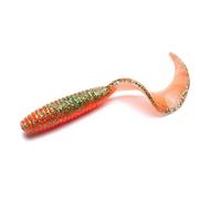 Lot de 20 leurres Souples à Queue bouclée Bicolores avec sel et attractant for Poissons, coulant Lentement, for Poissons Mandarins et perches(Oranje,6.5cm 20pcs)