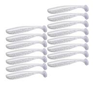 Lot de 20 leurres Souples de pêche à Queue en T avec tête plombée et Design Longue portée for Perche et Poisson Mandarin(Silver,7.5cm 15pcs)