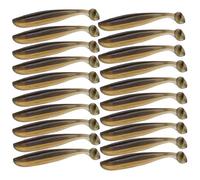 Lot de 20 leurres Souples de pêche à Queue en T avec tête plombée et Design Longue portée for Perche et Poisson Mandarin(Brown,6.5cm 20pcs)