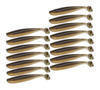 Lot de 20 leurres Souples de pêche à Queue en T avec tête plombée et Design Longue portée for Perche et Poisson Mandarin(Brown,7.5cm 15pcs)