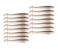 Lot de 20 leurres Souples en Plastique for la pêche au Texas, en Spirale, avec Queue en T, compatibles avec Le Bar et Le Mandarin(Brown,7.5cm)