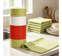Lot de 20 lingettes nettoyantes sèches ou humides pour cuisine Vert | Lingettes jetables vertes de 20,3 x 20,3 cm - détachables, utilisation sèche/humide, polyester, non pelucheux, usage unique