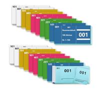 Lot de 20 livres - Numéros doubles de 1 à 1000 - 5 couleurs - 5 x 10 cm - Tombola en vrac - Bloc-notes numérotés - Bloc-notes double - Bleu vert rose jaune blanc