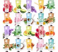 Lot de 20 lotions pour le corps pour femme - Peau sèche - Taille voyage - Soin hydratant naturel pour le corps avec beurre de karité - Crème pour le corps - Pour anniversaire, Noël, Saint-Valentin