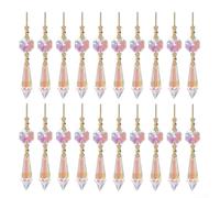 Lot de 20 lustres transparents en forme de goutte d'eau avec clips papillon dorés pour bricolage, réparation de pendentifs et décoration de mariage (coloré)