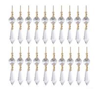 Lot de 20 lustres transparents en forme de goutte d'eau pour cristaux avec clips papillon dorés à accrocher aux luminaires offrant une diffusion élégante de la lumière (transparent)