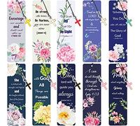Lot de 20 marque-pages avec versets de la Bible avec inscriptions inspirantes - Marque-page positif - Avec pendentifs en croix - Pour fournitures d'église, d'école et de ministères - Style floral