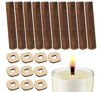 Lot de 20 mèches permanentes pour carnivores de cire, bougies d'extérieur, avec support en bois, mèche de rechange pour les restes de bougies, les bougies en béton, la lumière fondue et le feu de cire