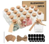Lot de 20 Mini Bouteilles Carrées en Verre 50 ml | Pots de Conservation pour Mariage, Fête ou Dragées Baptême