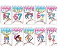 Lot de 20 mini carnets à spirales pour décoration de fête d'anniversaire de 6 à 7 ans avec crème glacée Baseball - Fournitures de fête pour mémos et bloc-notes à gratter - 6 x 10 cm