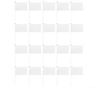Lot de 20 mini drapeaux blancs sur poteaux - Drapeaux de table vierges personnalisables pour travaux manuels, fournitures de fête, événements britanniques - Drapeaux à main en PVC de 8,2 x 5,5 cm