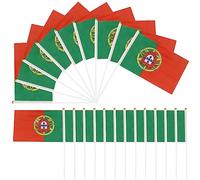 Lot de 20 mini drapeaux du Portugal - 14 x 21 cm - Bannière - Drapeaux nationaux de poche - Petits fanions sur bâtons pour événements sportifs, décorations de fête, coupe du monde de football