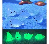 Lot de 20 mini figurines de phoques phosphorescentes - Jolis chiots d'animaux marins lumineux en résine | pour jardins féériques et décoration d'aquarium