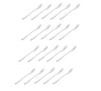 Lot de 20 mini fourchettes à apéritif en acier inoxydable à 2 broches pour crabe, escarpe, huître, fruits, salade, dessert, petite fourchette de dégustation en métal pour fête et cuisine