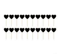 Lot de 20 mini marqueurs pour tableau noir en bois pour nommer les plantes, l'organisation du jardin et la signalisation décorative de table (en forme de cœur)