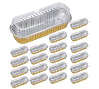 Lot de 20 mini moules à gâteau en aluminium de 200 ml avec couvercles, anti-adhésifs, faciles à transporter, pour la cuisine à la maison