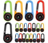 Lot De 20 Mini Mousqueton Multifonction Avec Boussole, Boussole Enfant Pour Extérieur Randonnée Survie Crochet