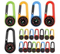 Lot de 20 Mini Mousqueton Multifonction avec Boussole, Boussole Enfant pour extérieur randonnée Survie Crochet