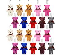 Lot de 20 mini ours en peluche - 12 cm - Poupées miniatures en peluche articulées - Porte-clés à faire soi-même, cadeau de fête d'anniversaire - 10 couleurs