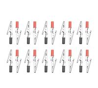 Lot de 20 mini pinces crocodiles SENRISE avec poignée en plastique isolée pour test de câble - Pinces crocodiles en métal de 50 mm (noir et rouge)