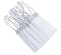 Lot de 20 mini pompons soyeux faits à la main avec nœud pour bricolage, marque-page, fabrication de bijoux, boucles d'oreilles, guirlandes, clés, sacs et souvenirs (blanc)