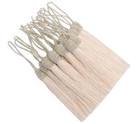 Lot de 20 mini pompons soyeux faits à la main avec nœud pour bricolage, marque-page, fabrication de bijoux, boucles d'oreilles, guirlandes, clés, sacs et souvenirs (beige)