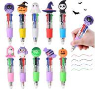 Lot De 20 Mini Stylos À Bille 4 Couleurs Avec Motif De Dessin Animé Pour Halloween - Avec Fonction D'encastrement - Pour Anniversaire D'enfant De 5 À 10 Ans