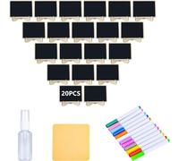 Lot de 20 mini tableaux noirs avec support, signes alimentaires pour fête, buffet, numéros de table, affichage de cartes de table, mariages, buffet, petits tableaux en bois