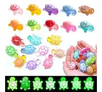 Lot de 20 Mini Tortues Lumineuses en Résine, Figurines Miniatures Charmantes Multicolores pour Déco Intérieure, Micro Paysage DIY, Aquarium & Cadeaux Enfants Porte-Bonheur