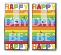 Lot de 20 mouchoirs (2 x 10) Colourful Day - Colorful Day/Happy Day/BE HAPPY/Design mouchoirs (