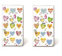 Lot de 20 mouchoirs (2 x 10) mouchoirs colorés en forme de c urs / mariage / larmes de joie.