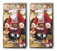Lot de 20 mouchoirs (2 x 10) - Père Noël à la maison/Santa/Hiver/Noël