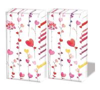 Lot de 20 mouchoirs individuels en forme de cœur coloré. 2 paquets de 10 mouchoirs individuels imprimés en cadeau.