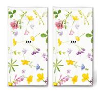 Lot de 20 mouchoirs individuels en forme de fleurs multicolores - Printemps dispersé - 2 paquets de 10 mouchoirs individuels imprimés en cadeau.