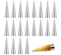 Lot de 20 moules à cannoli, moules à boucles irisées en acier inoxydable, petits moules en mousse, convient pour tubes cannoli, croissants et autres moules à pâtisserie