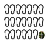 Lot de 20 Mousqueton Multifonctions, 5cm Petit Mousqueton Porte Clés en D en Aluminium pour Crochet à Petits Objets Vie Quotidienne Sport de Plein Air Randonnée Pêche Camping Sac à Dos Noir