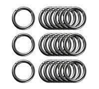 Lot de 20 mousquetons à ressort en métal de 24 mm en forme de O pour porte-clés, sacs, porte-clés, accessoires, travaux manuels, cadeaux de vacances (noir)