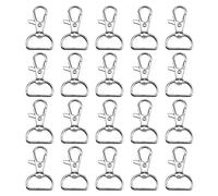 Lot de 20 mousquetons pivotants avec anneau en D pour la fabrication de sacs, la fabrication de bijoux, cordes, laisses d'animaux domestiques