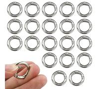 Lot de 20 mousquetons ronds - 20 mm - Argent - Pour sac, bijoux, porte-clés, laisse de chien - Bricolage