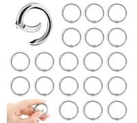 Lot de 20 mousquetons ronds de 32 mm - En métal - Avec ouverture à ressort - Pour porte-clés, porte-monnaie et sacs de transport - Argenté