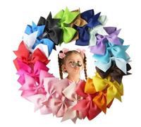 Lot de 20 nœuds à cheveux colorés de 6,9 cm, pinces crocodiles en ruban pour filles, tout-petits, enfants, accessoires pour cheveux