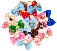 Lot de 20 nœuds colorés assortis pour poils d'animaux domestiques avec bandes en caoutchouc - Accessoires de toilettage pour petits animaux - Durabilité et commodité - Accessoires pour cheveux