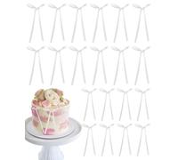 Lot de 20 nœuds de décoration de gâteau pour mariage, anniversaire, fête nuptiale, Saint-Valentin, baby shower - Décoration élégante pour gâteaux et cadeaux (beige)